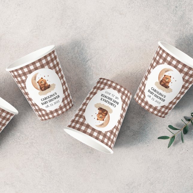 Watercolor Teddy bear gender neutral baby shower Paper Cups (Creator Uploaded)