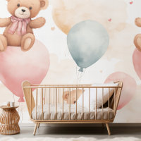"Watercolor Teddy Bear Hot Air Balloons Clipart