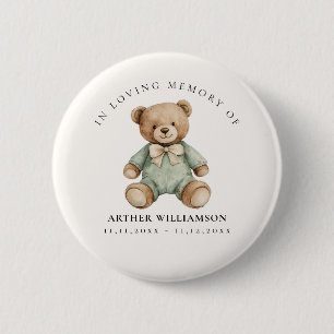 Watercolor Teddy Bear In Loving Memory Memorial  6 Cm Round Badge