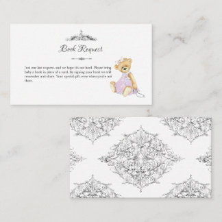Watercolor teddy bear little lady Book Request Enclosure Card