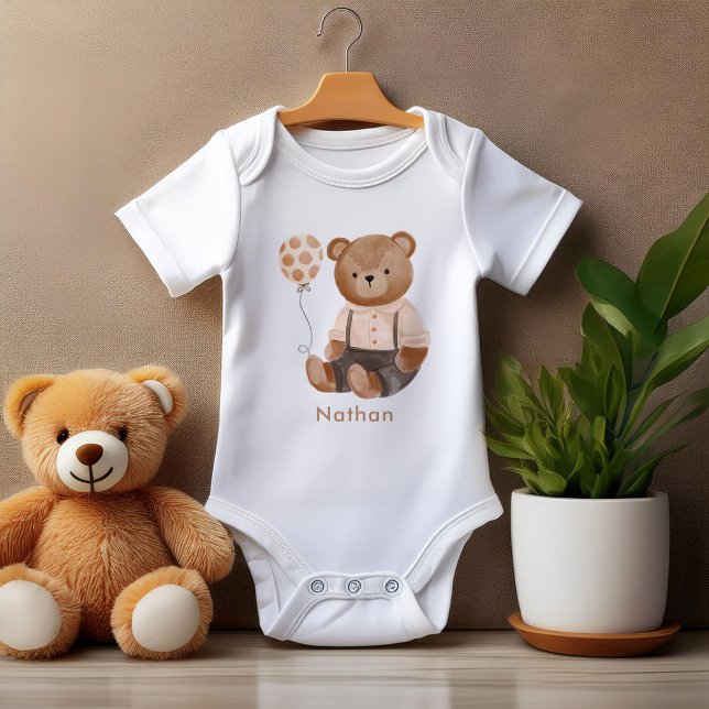 Watercolor Teddy Bear Personalised Baby Bodysuit (Creator Uploaded)