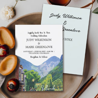 Watercolor Telluride Colorado Ski Mountain Holiday Card