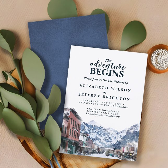 Watercolor Telluride Colorado Wedding Mountain Invitation (Creator Uploaded)