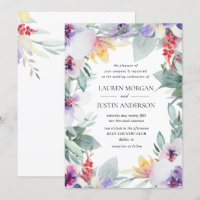 watercolor tender spring floral wedding invitation