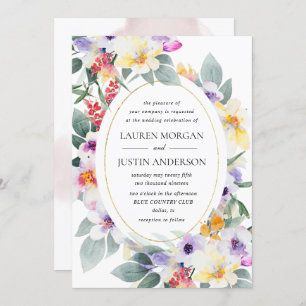 watercolor tender spring floral wedding invitation
