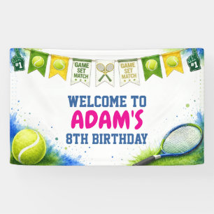 Watercolor tennis Birthday Party Banner