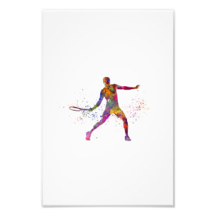 Watercolor tennis player photo print
