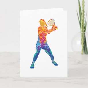 Watercolor Tennis Woman Card