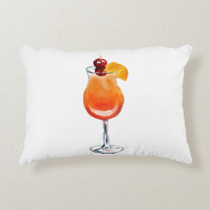 Watercolor Tequila Sunrise Cocktail Decorative Cushion