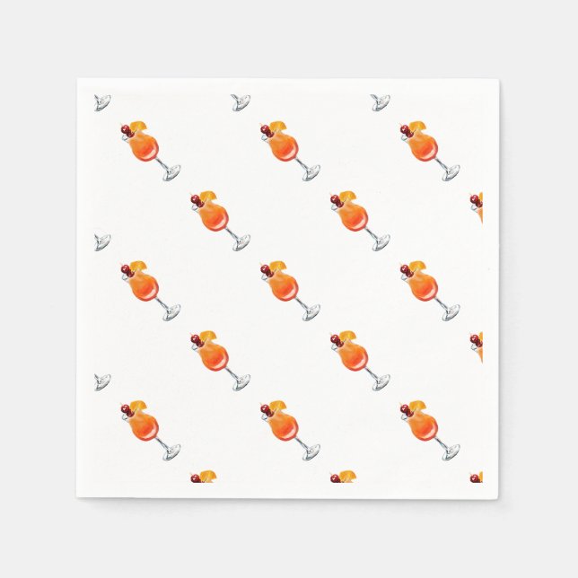 Watercolor Tequila Sunrise Cocktail Napkin (Front)