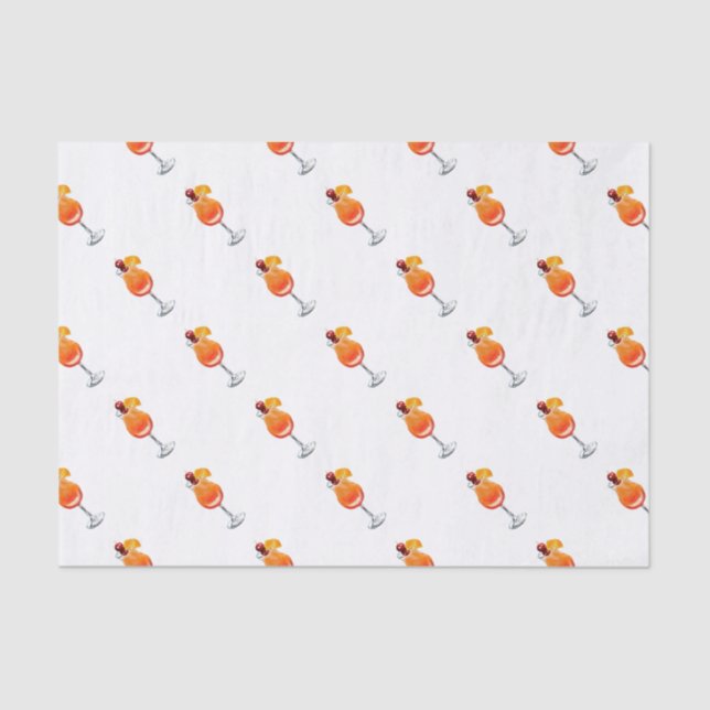 Watercolor Tequila Sunrise Cocktail Tissue Paper (Front)