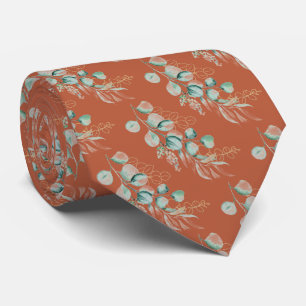 Watercolor Terracotta Eucalyptus Greenery Pattern  Tie