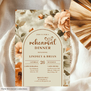 Watercolor Terracotta Floral Wedding Rehearsal Invitation