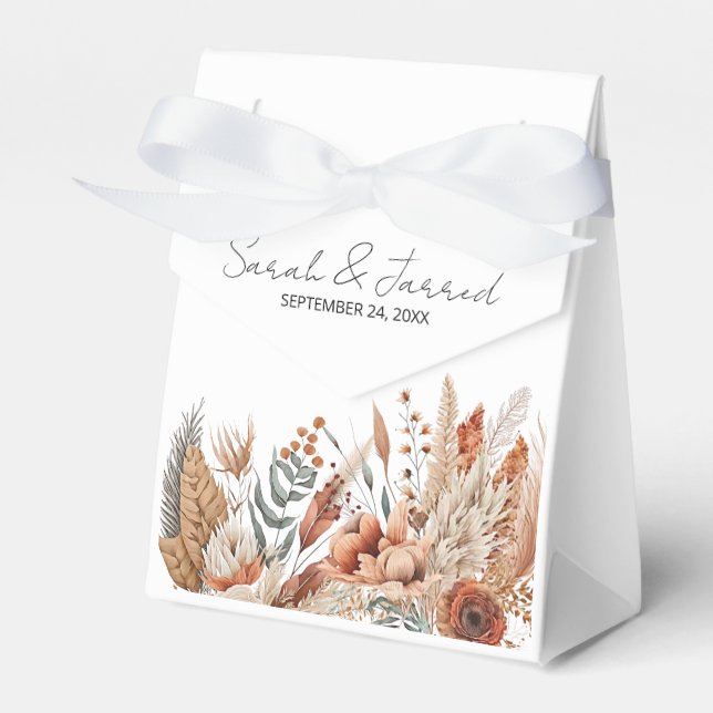 Watercolor Terracotta Flowers Wedding Favour Box (Front Side)