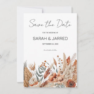 Watercolor Terracotta Flowers Wedding Save The Date