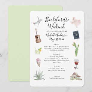 Watercolor Texas Bachelorette Weekend Itinerary Invitation