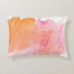 Watercolor texture pink orange decorative cushion