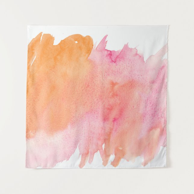 Watercolor texture pink orange tapestry (Front)
