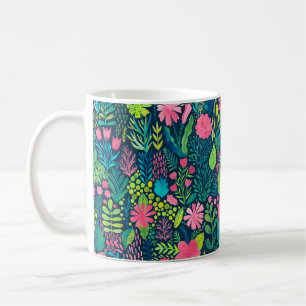 Watercolor texture with flowers and plants. Floral Coffee Mug