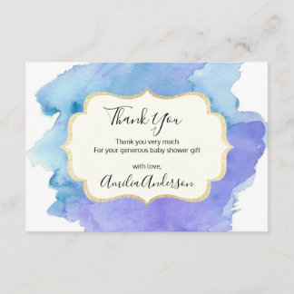 Watercolor THANK YOU Blue White BOY baby shower Invitation
