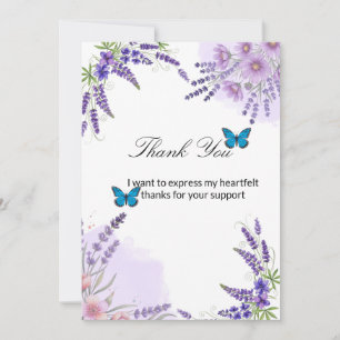 Watercolor Thank You Card Purple Flowers Lavende