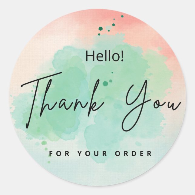 Watercolor- Thank you for your order stickers (Front)