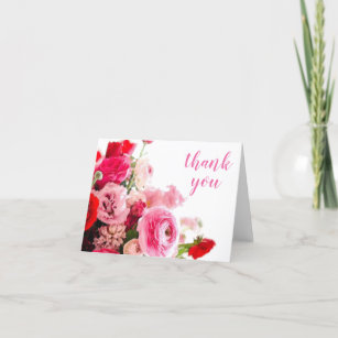 Watercolor Thank You Hand Script Roses Template