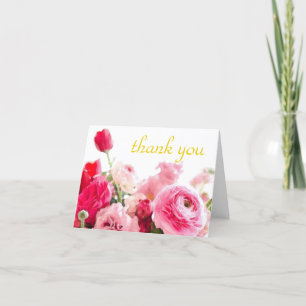 Watercolor Thank You Handwritten Script Roses Card