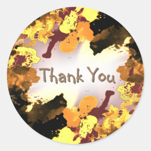 Watercolor Thank You Painting Splatter Orange Classic Round Sticker