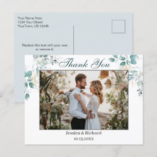 Watercolor Thank You PHOTO Postcard
