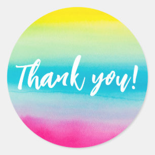 Watercolor Thank You Round Sticker