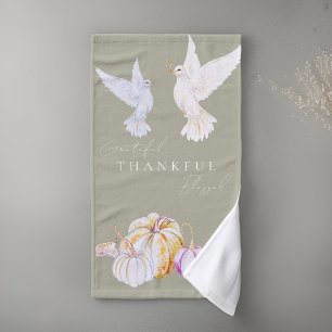 Watercolor Thankful Grateful Blessed Thanksgiving Hand Towel