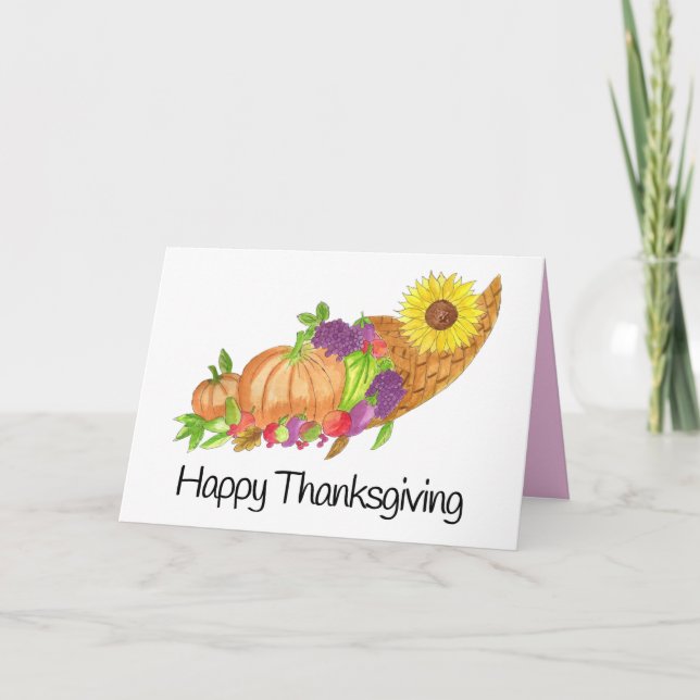 Watercolor Thanksgiving cornucopia Card (Front)