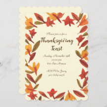 Watercolor Thanksgiving Custom Invitation Cards
