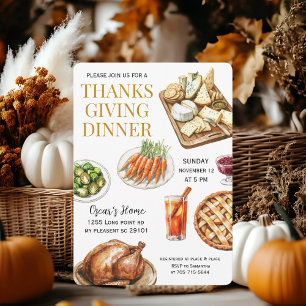 Watercolor Thanksgiving Dinner Invitation