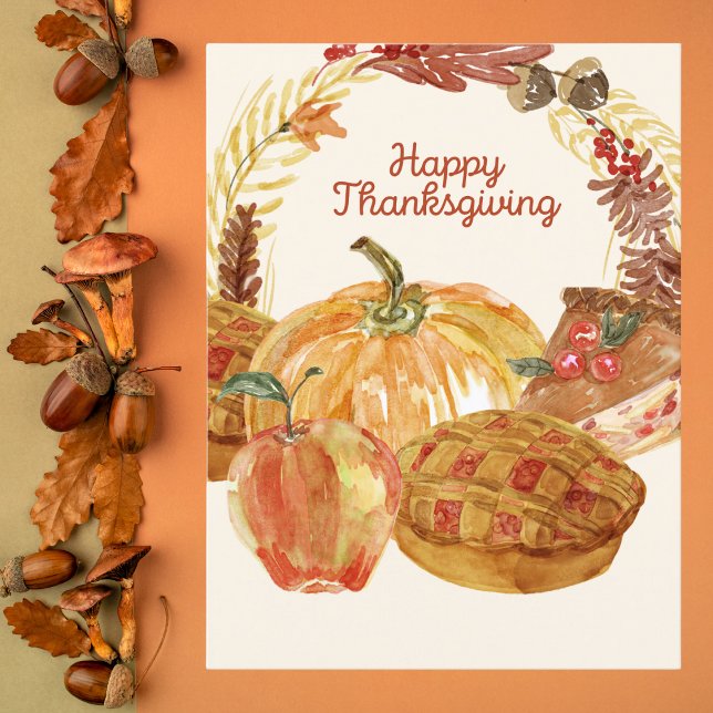 Watercolor Thanksgiving Feast Postcard (Creator Uploaded)