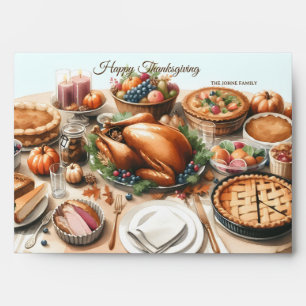 Watercolor Thanksgiving Illustration Envelope