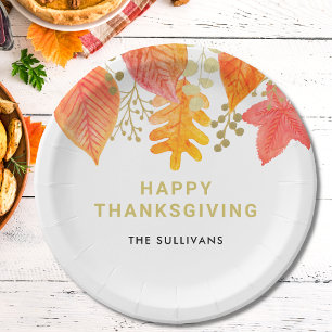Watercolor Thanksgiving Paper Plate