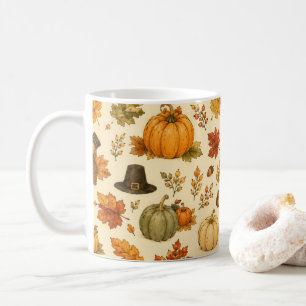 Watercolor Thanksgiving Pattern Coffee Mug