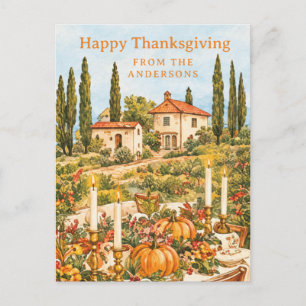 Watercolor Thanksgiving Turkey Holiday Postcard