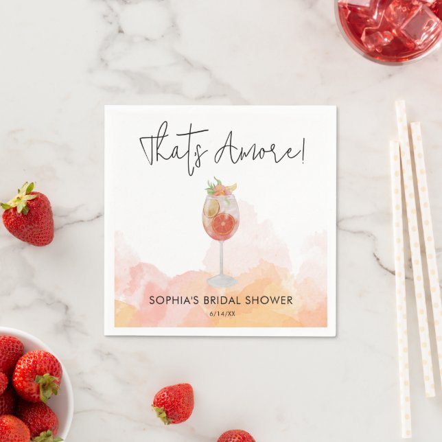 Watercolor That's Amore Spritz Bridal Shower Napkin (Insitu)