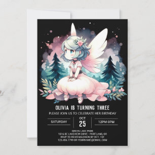 Watercolor Theme Fairy Birthday Invitation