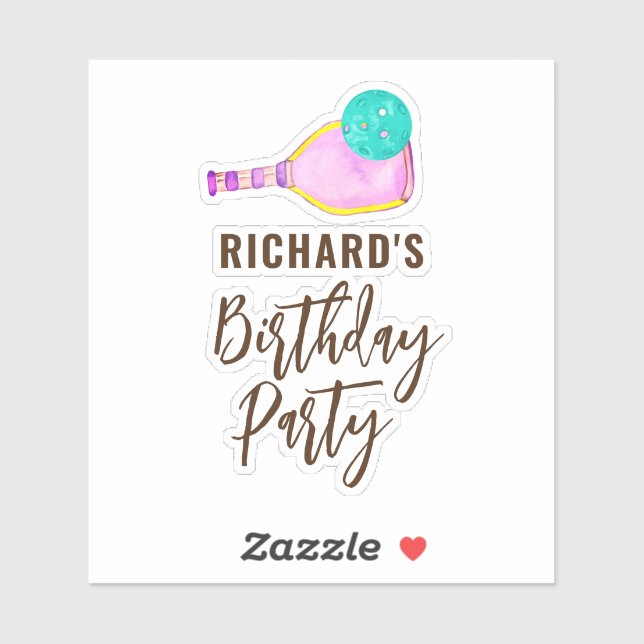 Watercolor Theme Pickleball Light Birthday Party (Sheet)