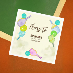 Watercolor Theme Pickleball Light Birthday Party Napkin
