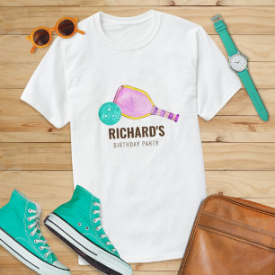 Watercolor Theme Pickleball Light Birthday Party T-Shirt