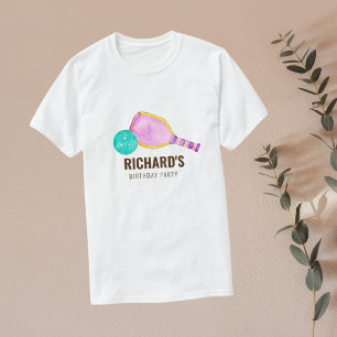 Watercolor Theme Pickleball Light Birthday Party T-Shirt