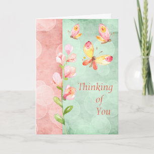 Watercolor Thinking of you card with Butterflies