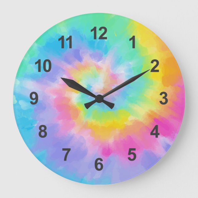 Watercolor Tie Dye Large Clock (Front)