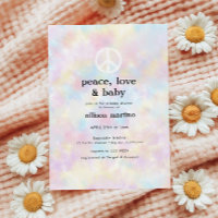 Watercolor Tie Dye Peace Hippie Baby Shower Invita