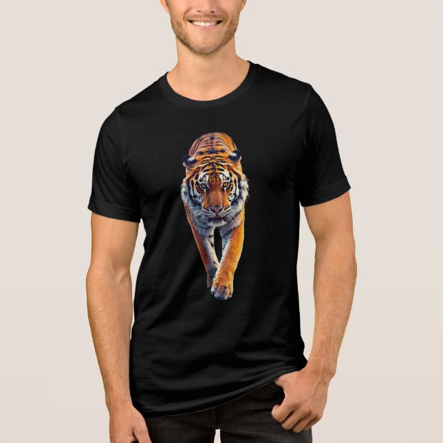 Watercolor Tiger – Artistic Stripes Tee (Front)